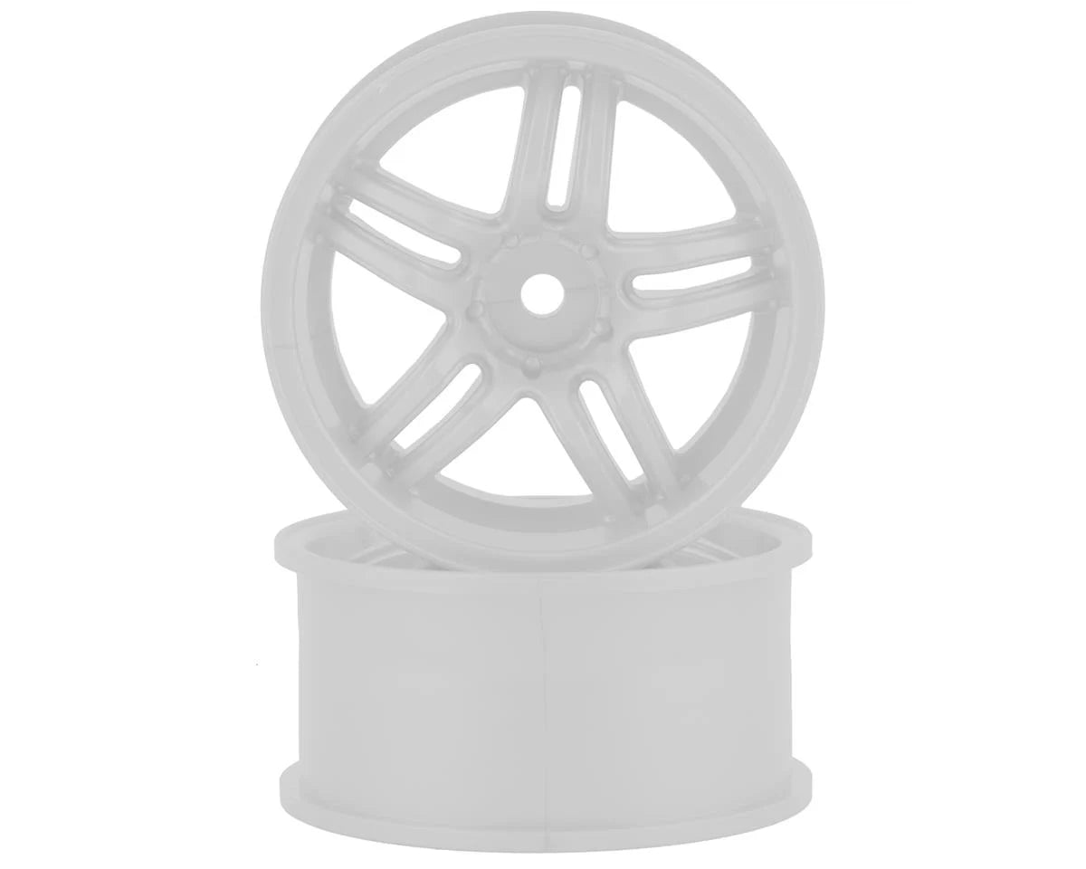 RC Art Evolve 33-R 5-Split Spoke Drift Wheels (White) (2) (6mm Offset) w/12mm Hex - RCA-ART-4506WH