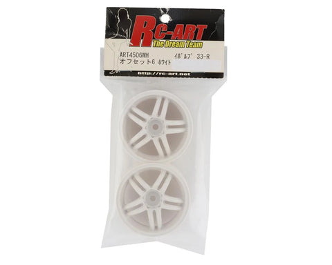 RC Art Evolve 33-R 5-Split Spoke Drift Wheels (White) (2) (6mm Offset) w/12mm Hex - RCA-ART-4506WH