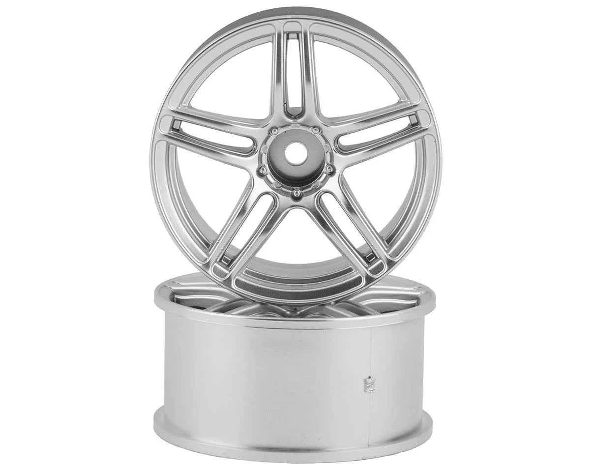 RC Art Evolve 05-K 5-Split Spoke Drift Wheels (Matte Silver) (2) (8mm Offset) w/12mm Hex - RCA-ART-4608MS
