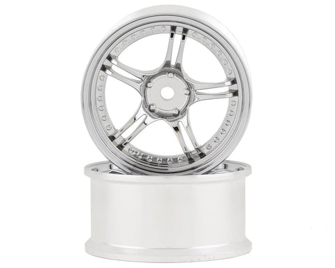 RC Art SSR Professor SPX 5-Split Spoke Drift Wheels (Chrome Silver) (2) (6mm Offset) w/12mm Hex - RCA-ART-WW-0106CS