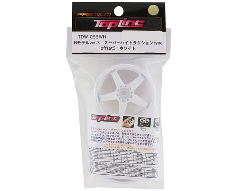 Topline N Model V3 Super High Traction Drift Wheels (White) (2) (5mm Offset) w/12mm Hex - TDW-055WH