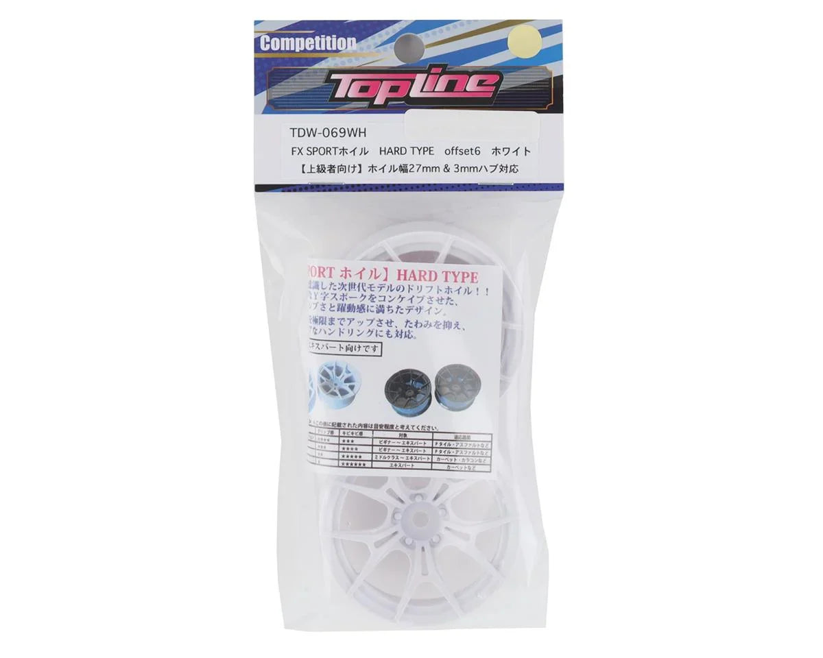Topline FX Sport "Hard Type" Multi-Spoke Drift Wheels (White) (2) (6mm Offset) w/12mm Hex - TDW-069WH