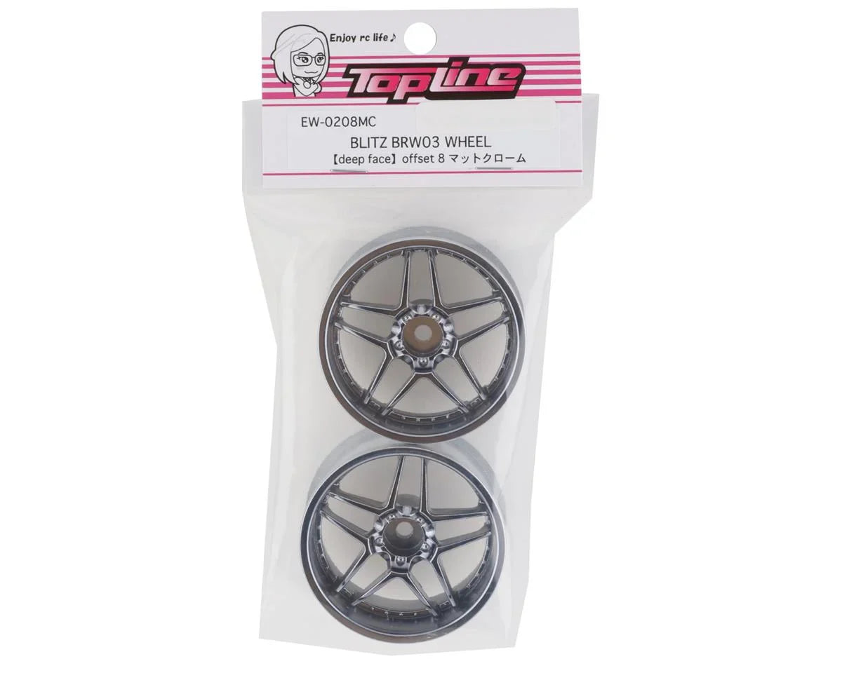 Topline Blitz BRW03 5-Split Spoke Drift Wheels (Matte Chrome) (2) (8mm Offset) w/12mm Hex
