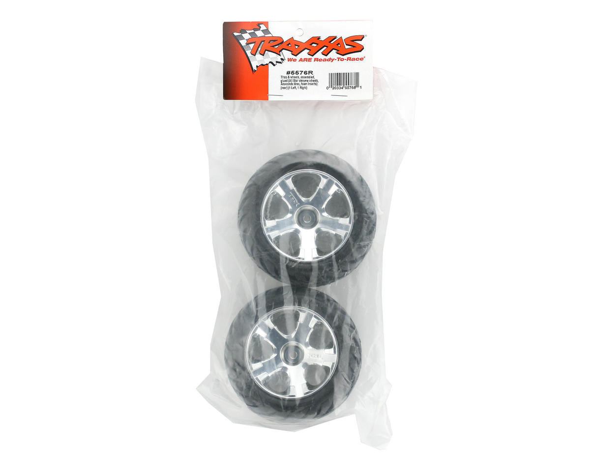 Traxxas Anaconda Tires w/All-Star Rear Wheels (2) (Jato) (Chrome) (Standard) - TRA5576R