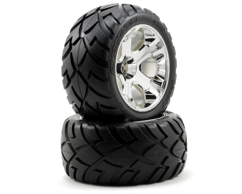 Traxxas Anaconda Tires w/All-Star Rear Wheels (2) (Jato) (Chrome) (Standard) - TRA5576R