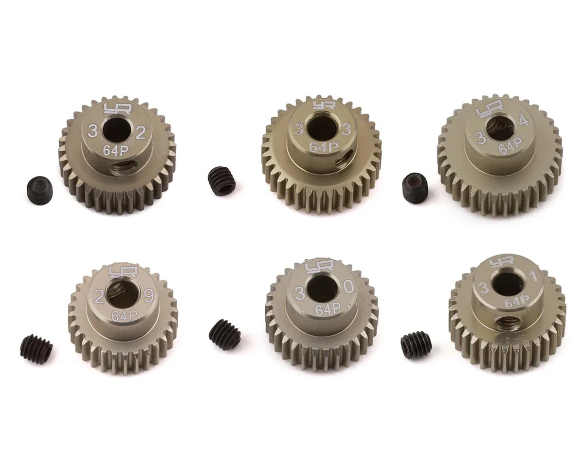 Yeah Racing Hard Coated 64P Aluminum Pinion Gear Set - YEA-MG-64029-034