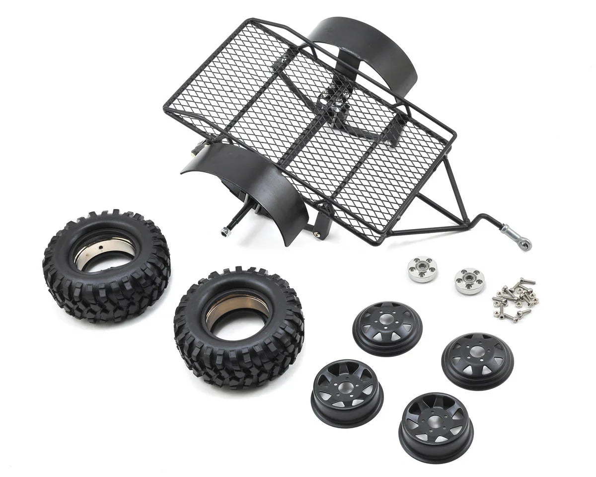 Yeah Racing 1/10 Scale Aluminum Leaf Spring Hitch Mount Crawler Trailer - YEA-YA-0405