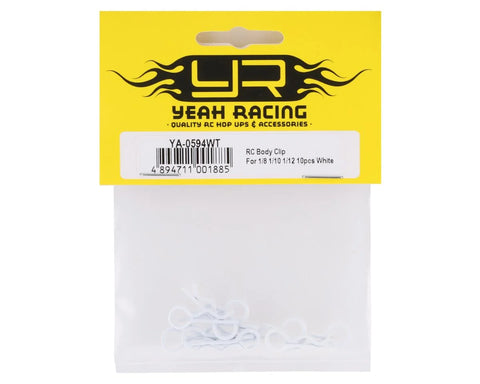 Yeah Racing Body Clips (White) (10) (1/10 or 1/8 Scale) - YEA-YA-0594WT