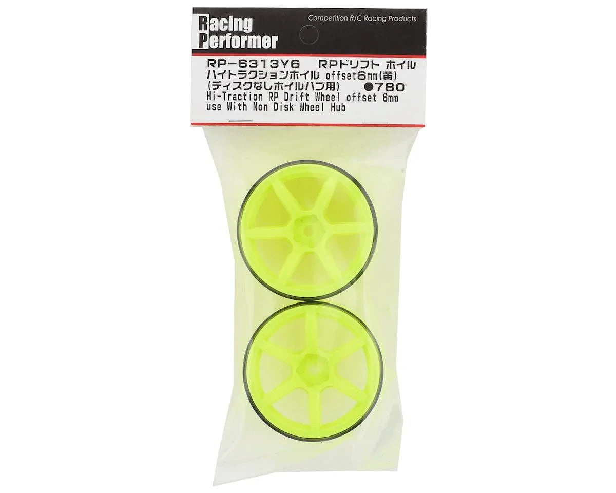 Yokomo 12mm Hex Racing Performer High Traction RWD Drift Wheels (Yellow) (2) (6mm Offset) - YOKRP-6313Y6A