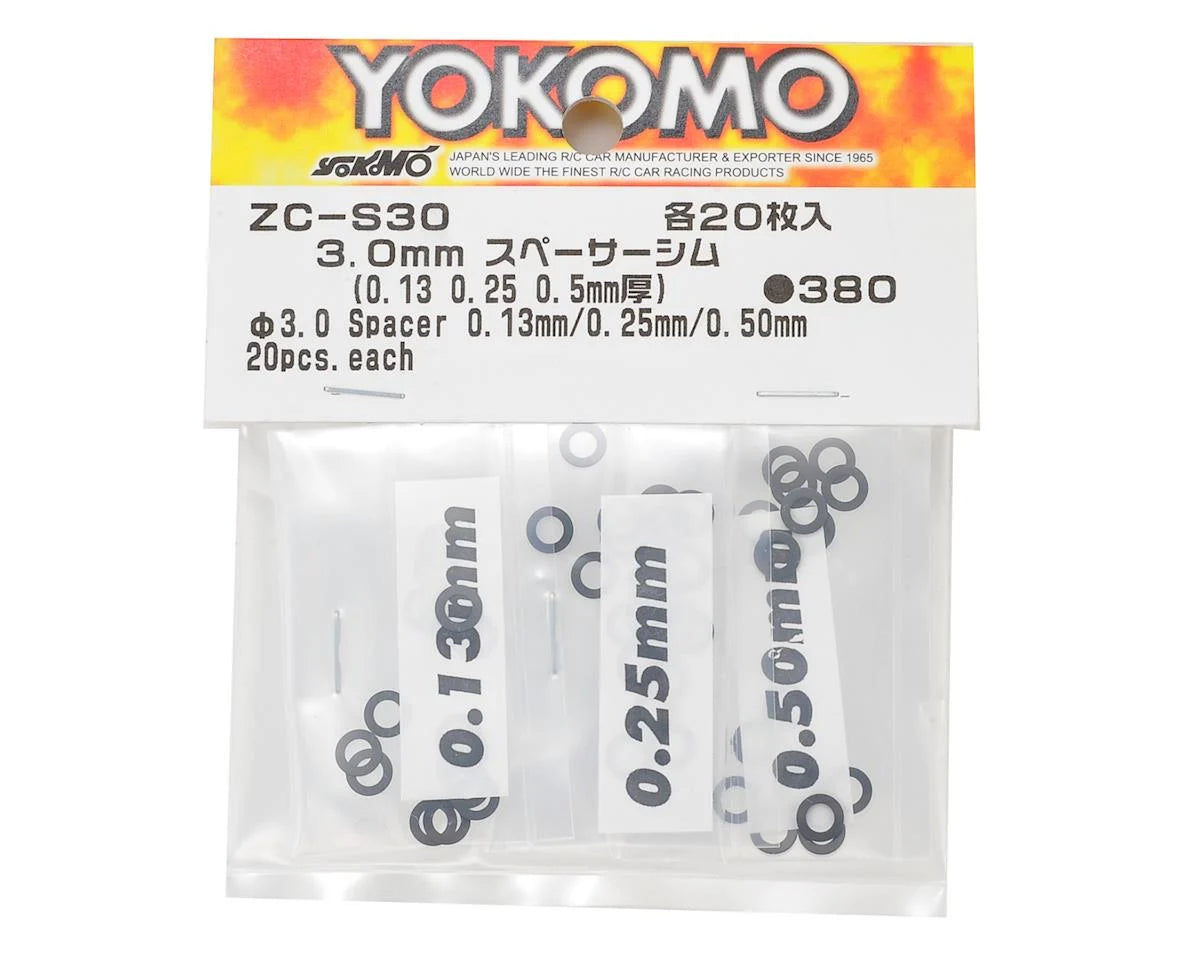 YOKZC-S30A Yokomo 3.0mm Shim Spacer Set (0.13mm, 0.25mm & 0.50mm)