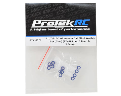 PTK-8371 ProTek RC Aluminum Ball Stud Washer Set (Blue) (12) (0.5mm, 1.0mm & 2.0mm)