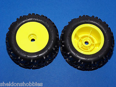 TEAM LOSI MINI SMASHERS GLUED: 1/18 SCALE - FRONT YELLOW WHEELS #LOSB1185