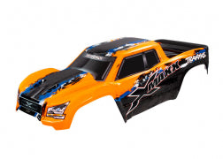 Body, X-Maxx®, orange (painted, decals applied) (assembled with front & rear body mounts, rear body support, and tailgate protector)