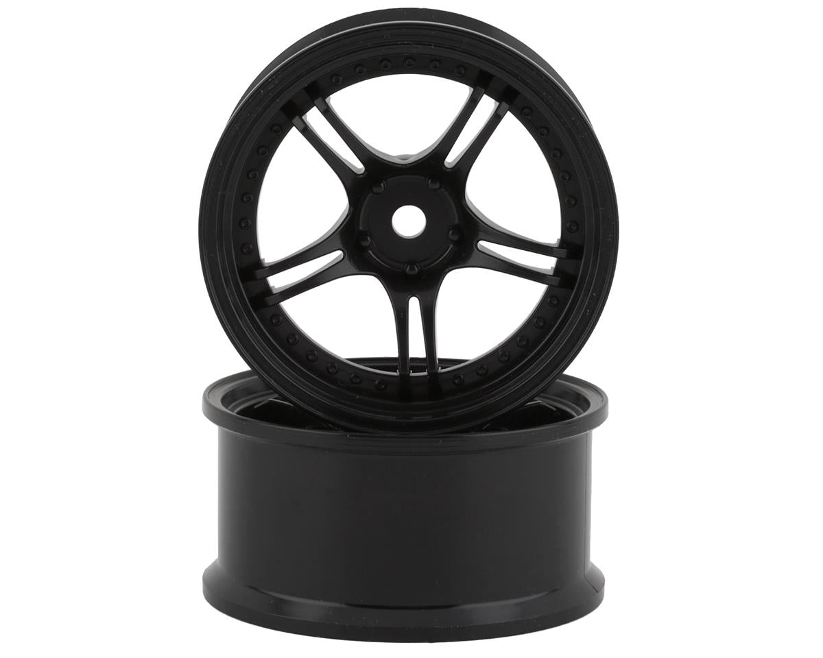 RC Art SSR Professor SPX 5-Split Spoke Drift Wheels (Black) (2) (6mm Offset) w/12mm Hex - RCA-ART-WW-0106BK
