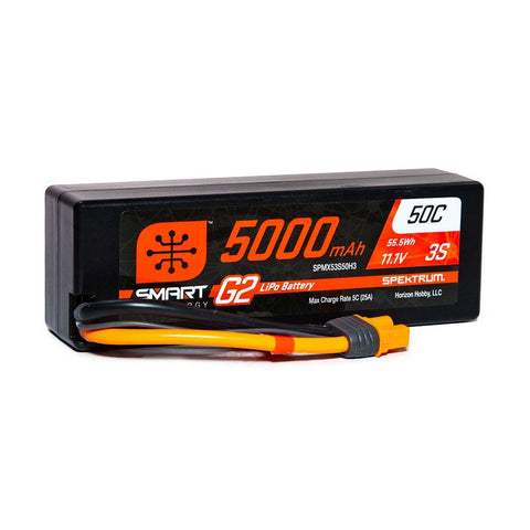 11.1V 5000mAh 3S 50C Smart G2 Hardcase LiPo Battery IC3 - SPMX53S50H3