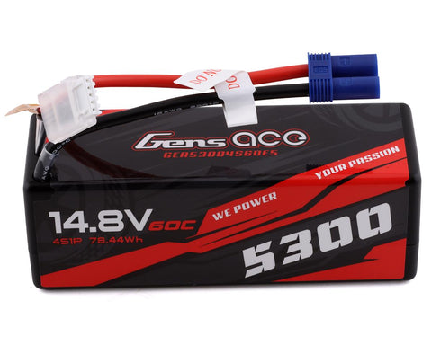 Gens Ace 4s LiPo Battery 60C (14.8V/5300mAh) w/EC5 Connector - GEA53004S60E5