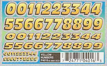 P4016 Yellow Numbers Dry Transfer