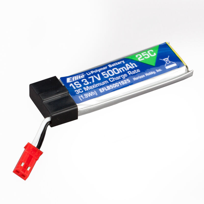 3.7V 500mAh 1S 25C LiPo Battery: JST - EFLB5001S25