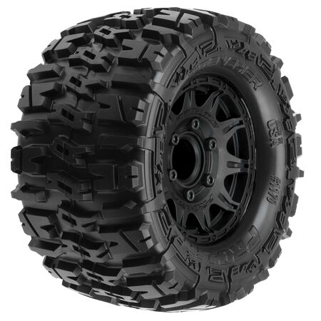 1/10 Trencher Front/Rear 2.8" MT Tires Mounted 12mm Blk Raid (2) - PRO117010