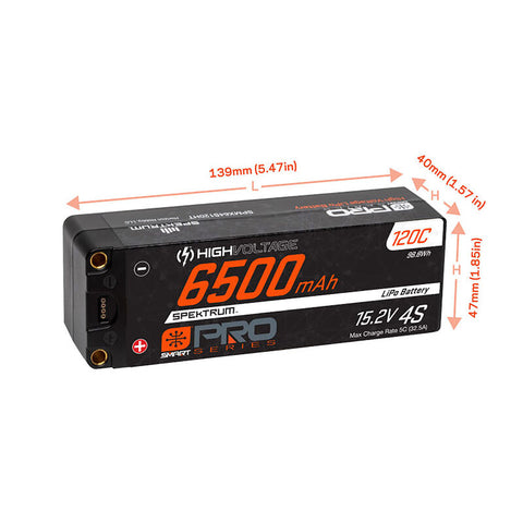 15.2V 6500mAh 4S 120C Smart Pro Race Hardcase HV-LiPo Battery: Tubes, 5mm - SPMX64S120HT