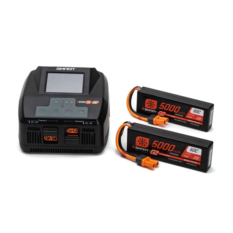 Smart G2 Powerstage 4S Surface Bundle 2S 5000mAh LiPo Battery (2) S2200 G2 Charger - SPMXG2PS4
