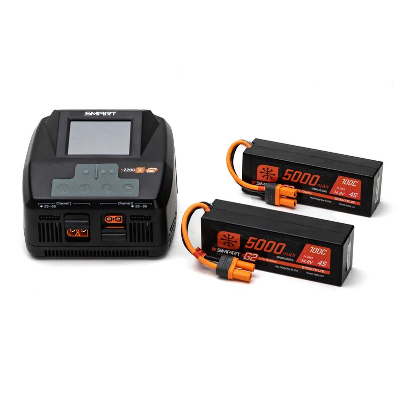 Smart G2 Powerstage 8S Surface Bundle 4S 5000mAh LiPo Battery (2) S2200 G2 Charger - SPMXG2PS8