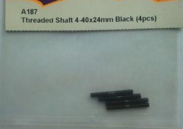 HPI RACING - A187 Threaded Shaft 4-40x24mm Black (4 pcs)