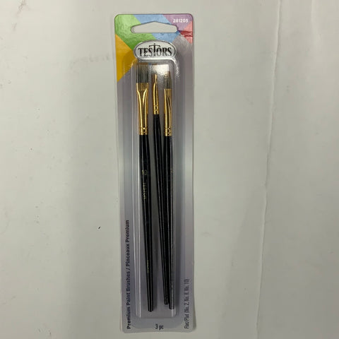 Testors 3 Piece Premium Flat Brush Set