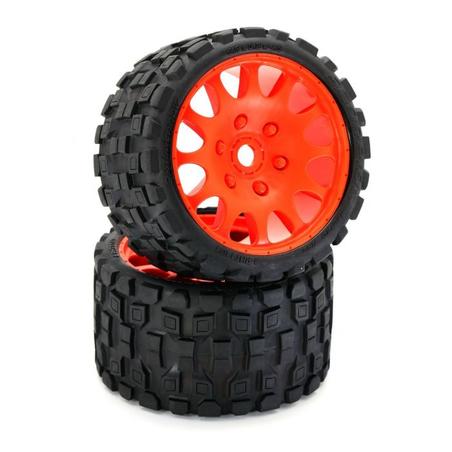 Power Hobby - Scorpion Belted Monster Truck Tires / Wheels w 17mm Hex (2) Sport-Orange