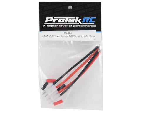 ProTek RC 4" Pigtail Connector Set w/Shrink Tube (1 Female & 1 Male Tamiya) (14awg) - PTK-5054