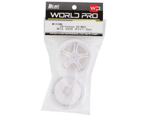 RC Art SSR Professor SPX 5-Split Spoke Drift Wheels (White) (2) (6mm Offset) w/12mm Hex - RCA-ART-WW-0106WH