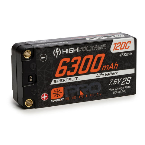 7.6V 6300mAh 2S 120C Smart Pro Race Shorty Hardcase LiHV Battery: Tubes, 5mm -  SPMX632S120HT