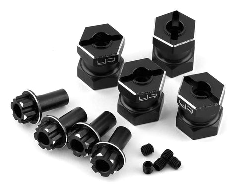 Yeah Racing 12mm Aluminum Hex Adaptors (Black) (4) (15mm Offset) - YEA-WA-023BK