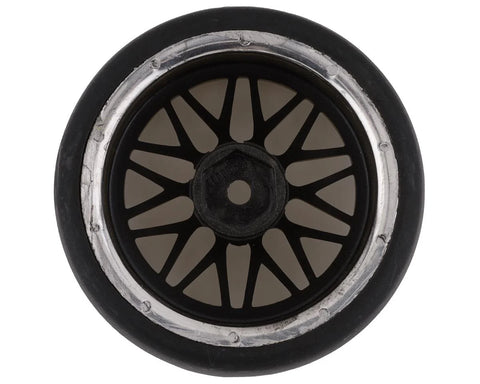 Yeah Racing Spec D Pre-Mounted Drift Tires w/LS Mesh Wheels (Chrome/Gold) (4) w/12mm Hex & 6mm Offset - YEA-WL-0099