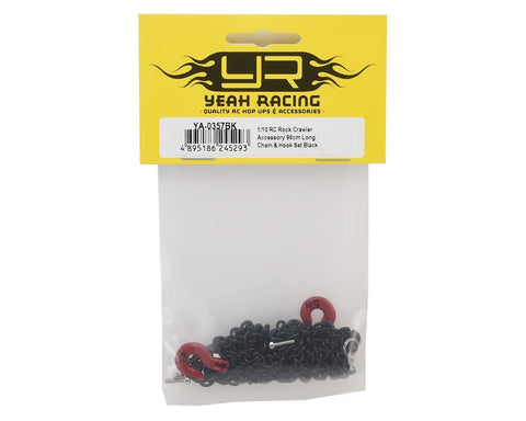 Yeah Racing 96cm 1/10 Crawler Scale Steel Chain Accessory w/Red Hooks (Black) - YEA-YA-0357BK